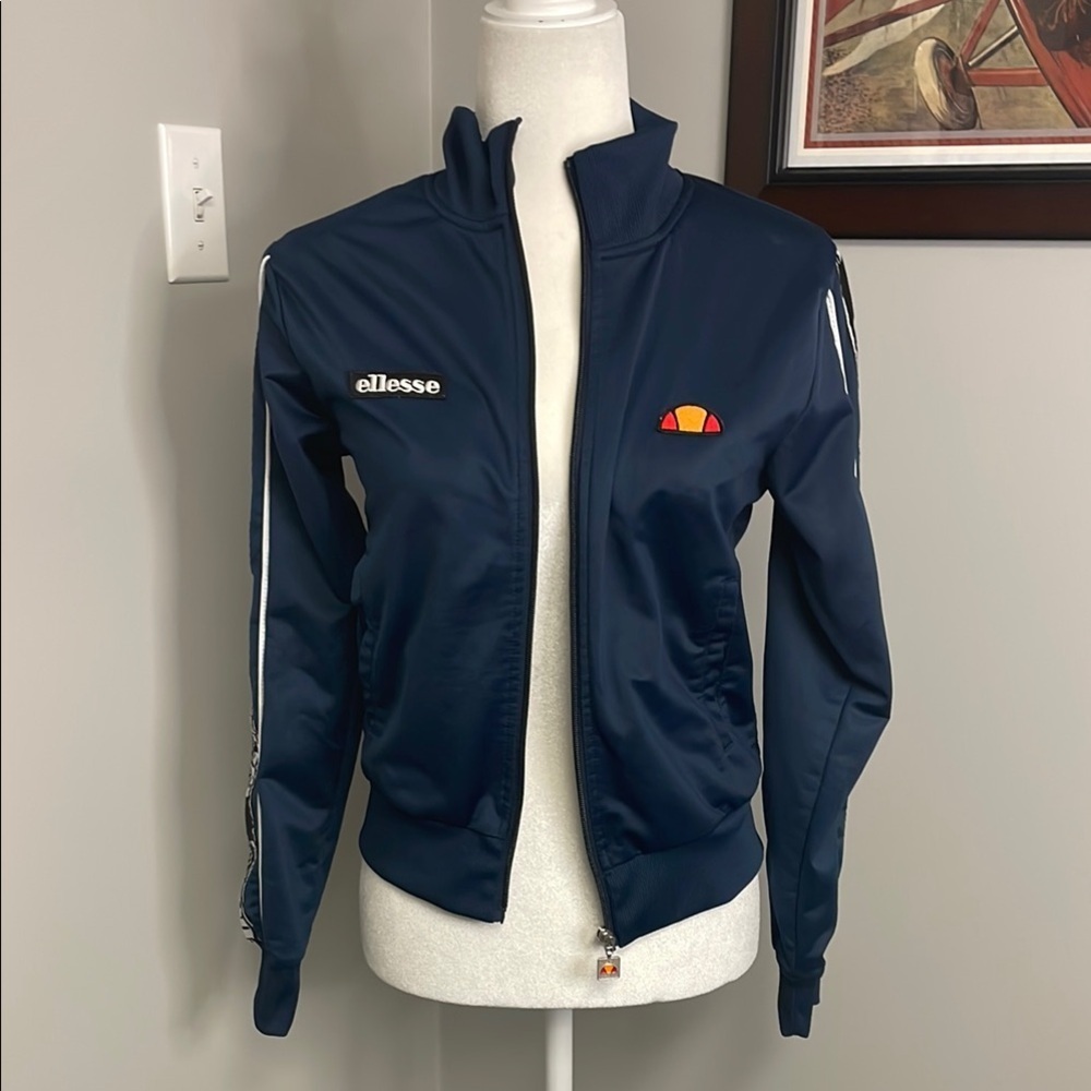 Ellesse Blue Bomber Jacket Track Laboria Blue Stripe Womens Size 6